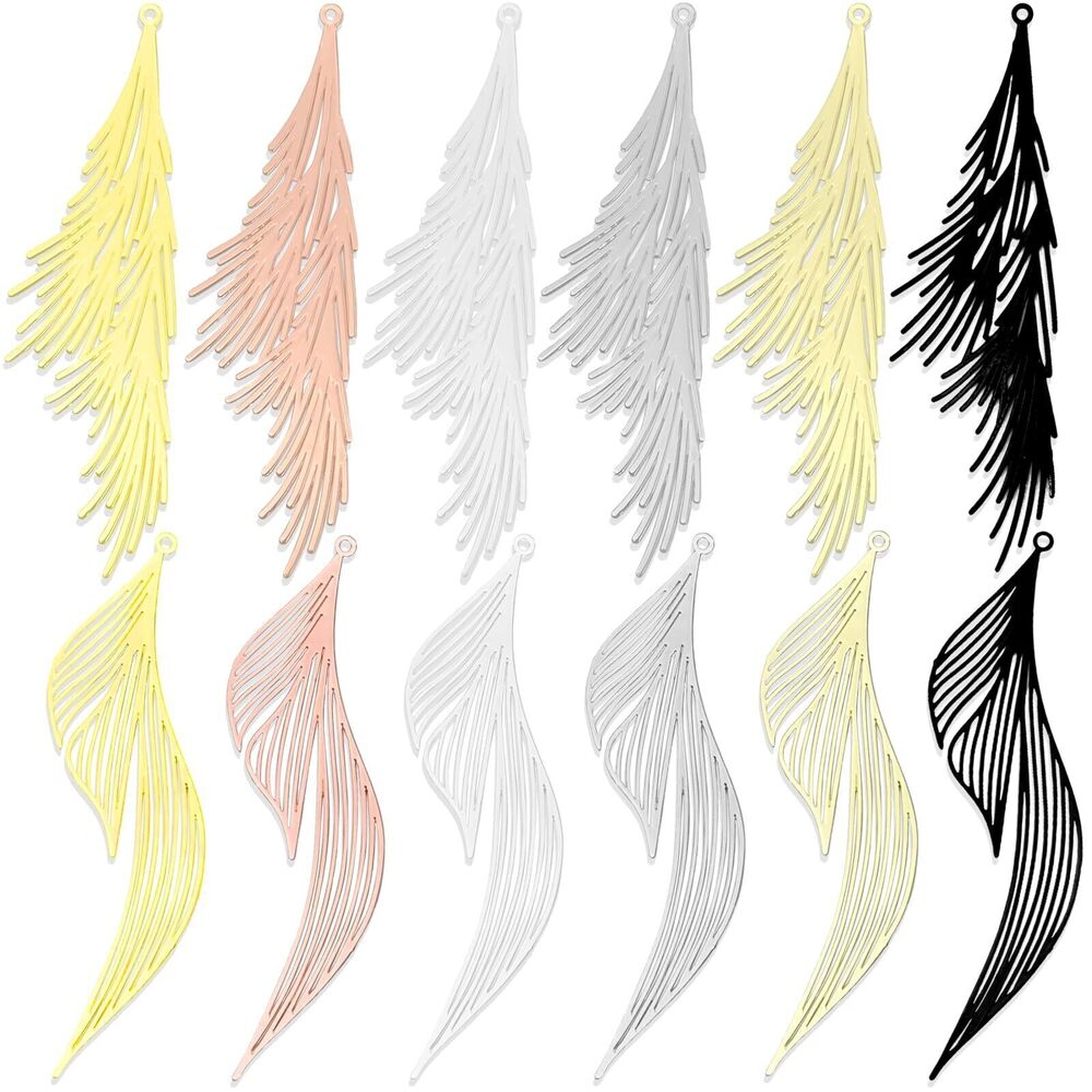 6494 48pcs Leaf Colorful Filigree Charms Danlge Stylish Leaf Pendants
